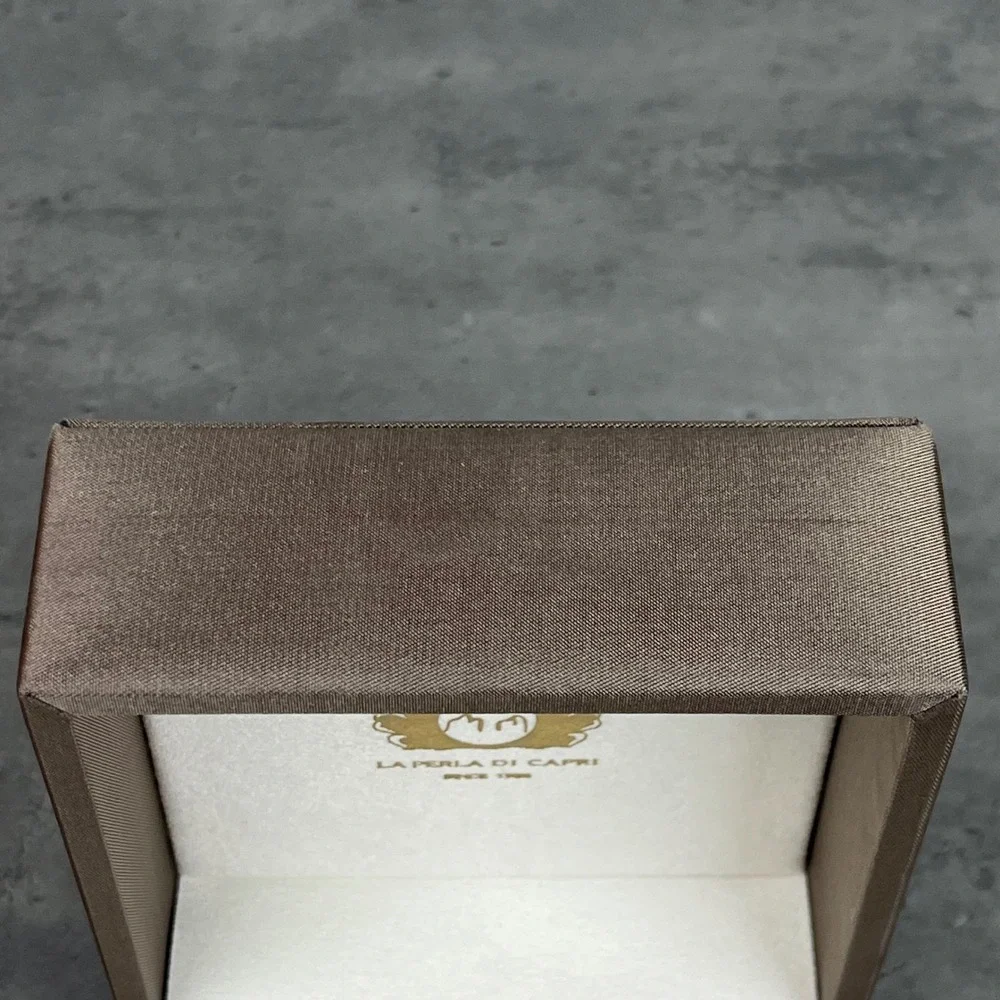La Perla Di Capri‎ Luxury Jewelry Box Bronze Satin Ring Pendant Gift Case Italy